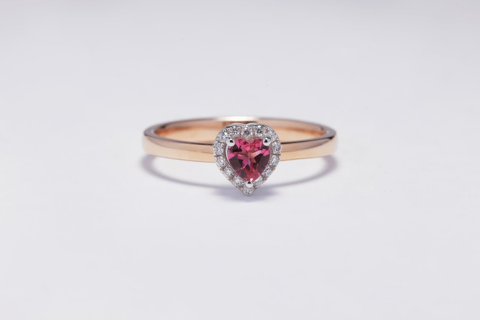 Pink heart turmaline with diamonds - 2