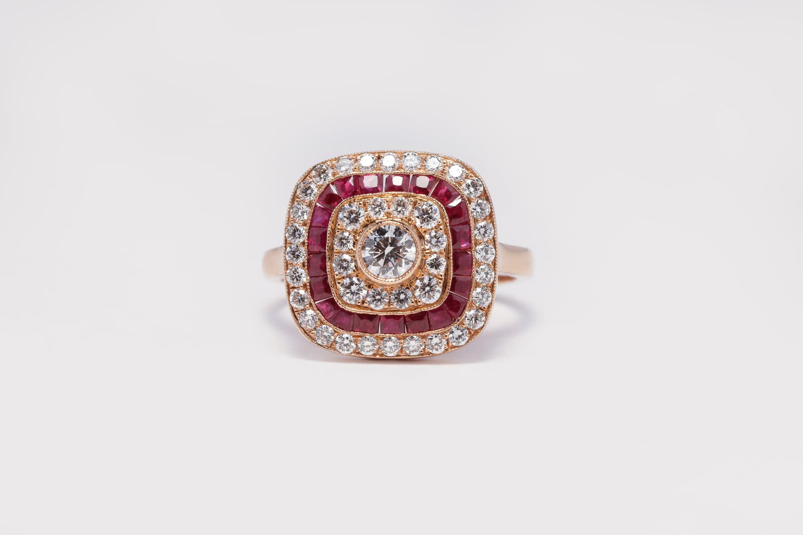 Handcrafted diamond & ruby ring - 2
